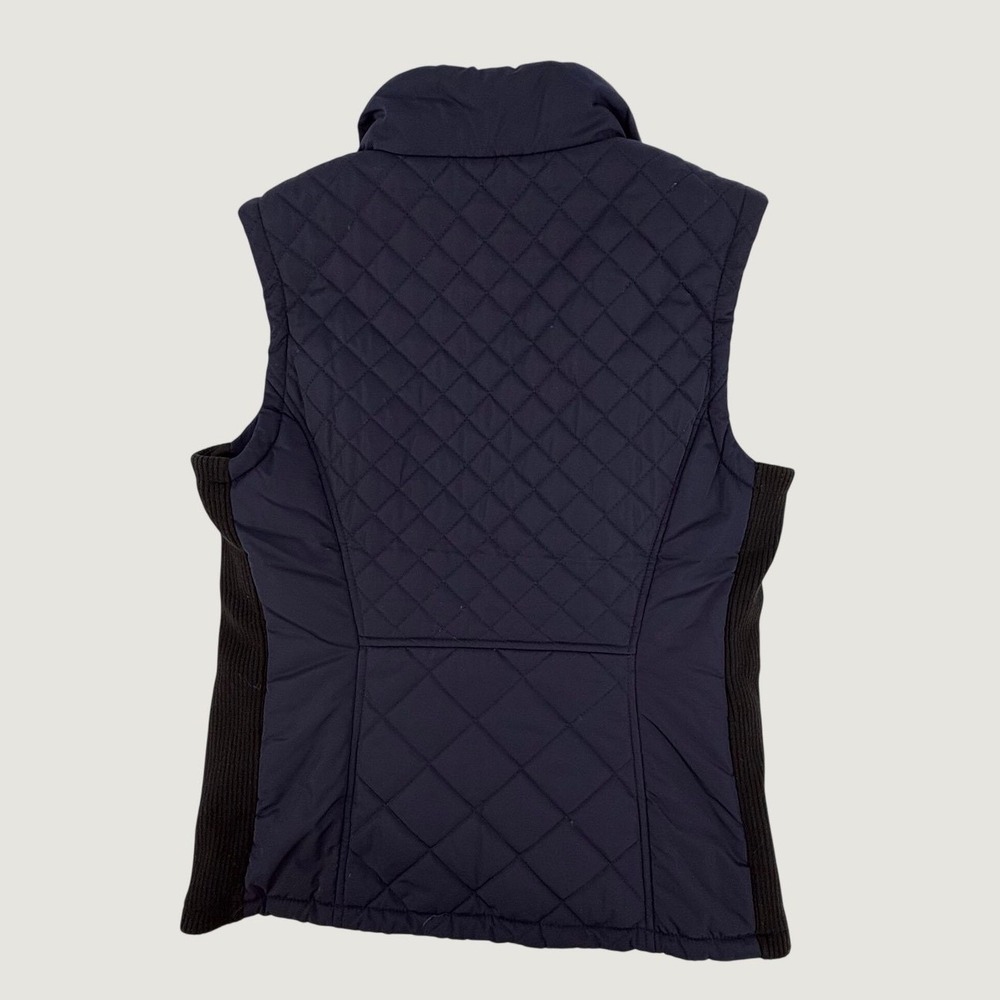 Andrew Marc Quilted Vest Women Small Navy Blue Ribbed Side Panels AP807486 - Picture 2 of 8